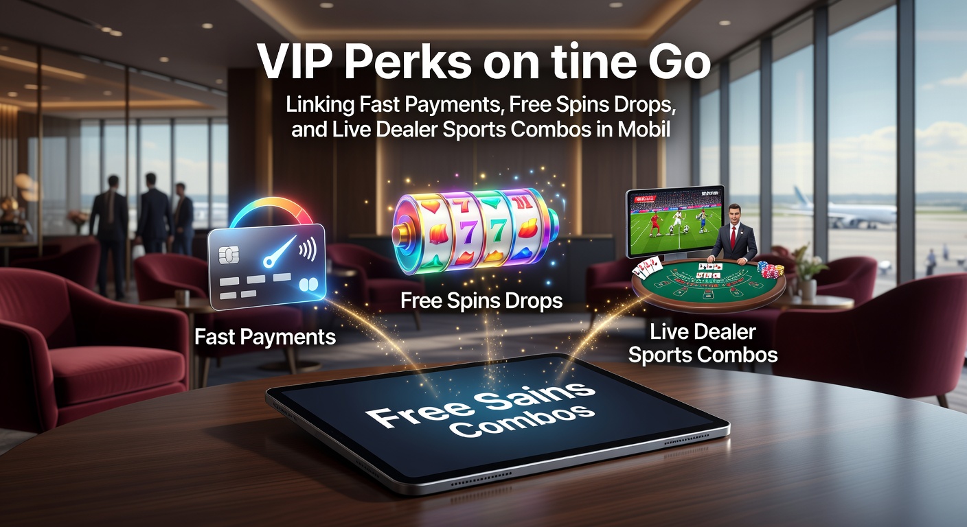 VIP-Dashboard auf Smartphone mit Free Spins Drop, Live Dealer Tisch und Sportwetten-Overlay
